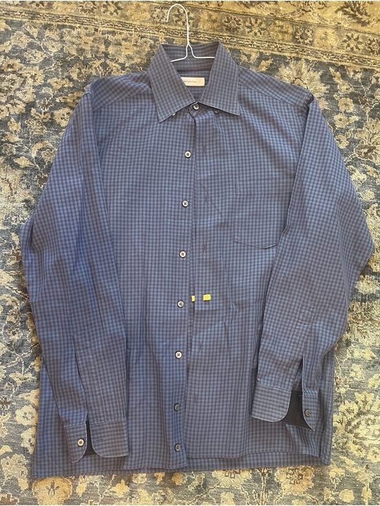Ermenegildo Zegna Other - Ermenegildo Zegna Navy and Light Blue Micro-Check Dress Shirt